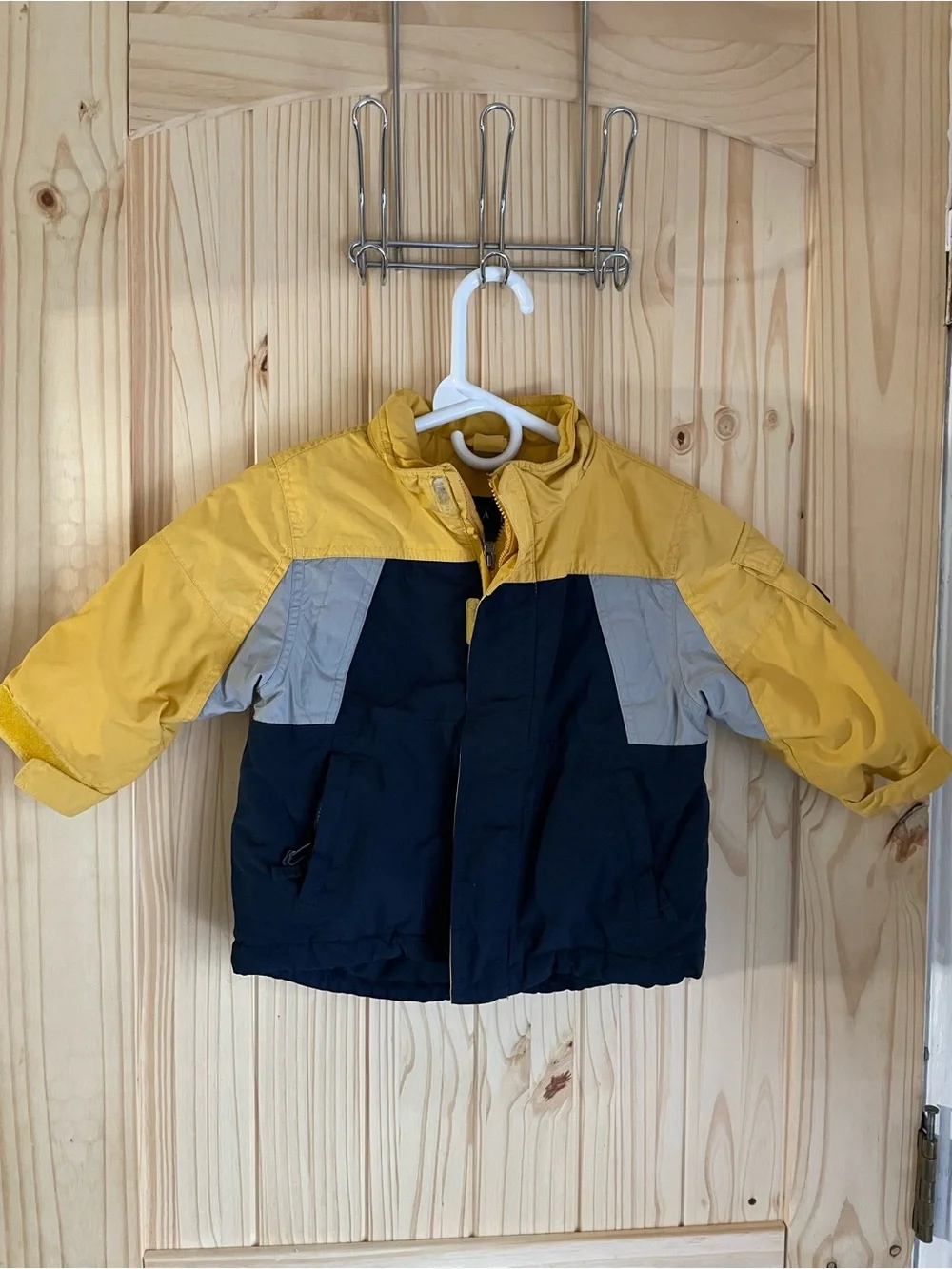 The Children's Place Yellow, Navy & Gray Colorblock Puffer Jacket